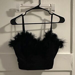 Klassy Network Black Feather Accent Top